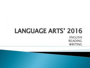 LANGUAGE ARTS 2016 ENGLISH READING WRITING MAJOR ENGLISH
