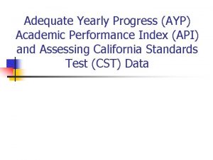Adequate Yearly Progress AYP Academic Performance Index API