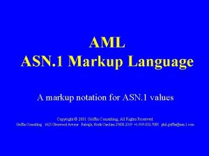 AML ASN 1 Markup Language A markup notation