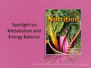 Spotlight on Metabolism and Energy Balance Energy Fuel