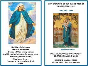 MAY CROWNING OF OUR BLESSED MOTHER SUNDAY MAY