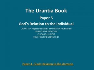 The Urantia Book Paper 5 Gods Relation to