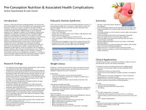 PreConception Nutrition Associated Health Complications Jordan Kowalczewski Liane