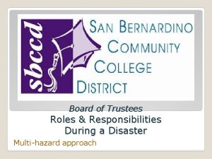 Board of Trustees Roles Responsibilities During a Disaster