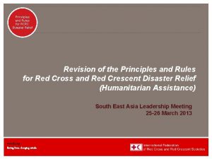 Principles Disaster and Rules Management for RCRC Disaster