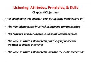 Listening Attitudes Principles Skills Chapter 4 Objectives After