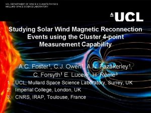 UCL DEPARTMENT OF SPACE CLIMATE PHYSICS MULLARD SPACE