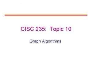 CISC 235 Topic 10 Graph Algorithms Outline Spanning