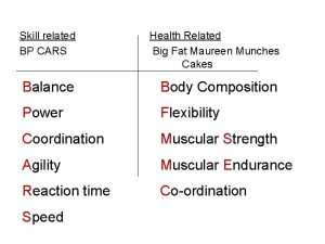 Skill related BP CARS Health Related Big Fat