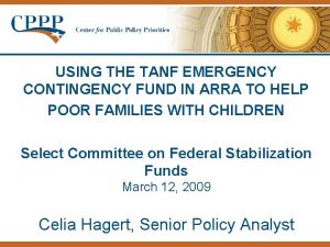 USING THE TANF EMERGENCY CONTINGENCY FUND IN ARRA