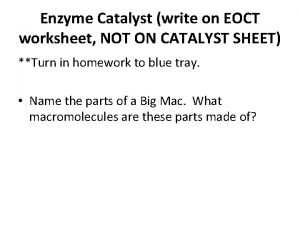 Enzyme Catalyst write on EOCT worksheet NOT ON