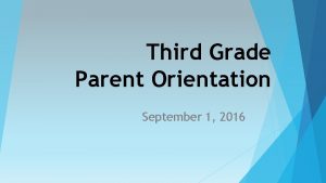 Third Grade Parent Orientation September 1 2016 Classroom