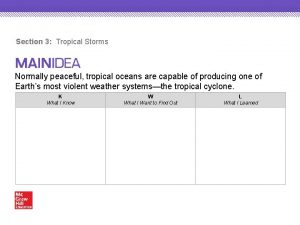 Section 3 Tropical Storms Normally peaceful tropical oceans