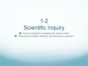 1 2 Scientific Inquiry How do scientists investigate