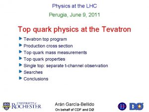 Physics at the LHC Perugia June 9 2011