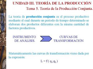 UNIDAD III TEORA DE LA PRODUCCIN Tema 5