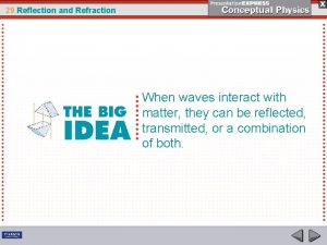 29 Reflection and Refraction When waves interact with