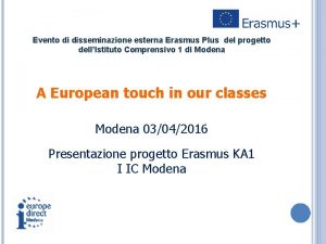 Evento di disseminazione esterna Erasmus Plus del progetto