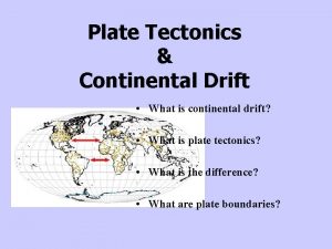 Plate Tectonics Continental Drift What is continental drift