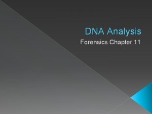 DNA Analysis Forensics Chapter 11 DNA DNA fingerprinting