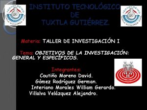 INSTITUTO TECNOLGICO DE TUXTLA GUTIRREZ Materia TALLER DE