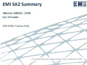 EMI SA 2 Summary Alberto AIMAR CERN SA