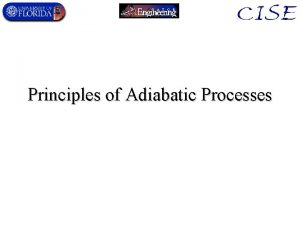 Principles of Adiabatic Processes Adiabatic Processes overview Adiabatic