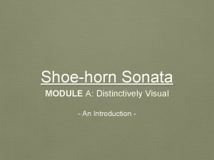 Shoehorn Sonata MODULE A Distinctively Visual An Introduction