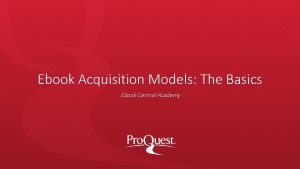 Ebook Acquisition Models The Basics Ebook Central Academy