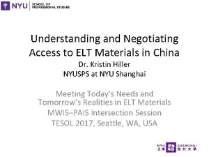 Understanding and Negotiating Access to ELT Materials in