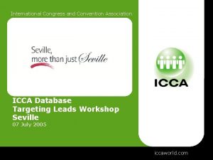 International Congress and Convention Association ICCA Database Targeting
