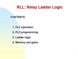 RLL Relay Ladder Logic CONTENTS 1 PLC operation