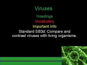 Viruses Headings Vocabulary Important Info Standard SB 3