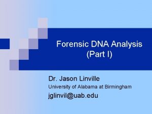 Forensic DNA Analysis Part I Dr Jason Linville