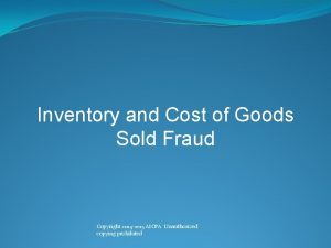 Inventory and Cost of Goods Sold Fraud Copyright