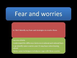 Fear and worries LI TBAT Identify my fears