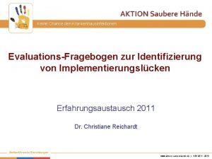 Keine Chance den Krankenhausinfektionen EvaluationsFragebogen zur Identifizierung von