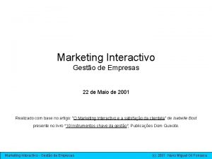 Marketing Interactivo Gesto de Empresas 22 de Maio