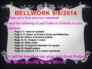BELLWORK 982014 v Take out a Pen and