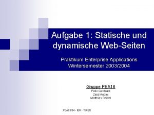 Aufgabe 1 Statische und dynamische WebSeiten Praktikum Enterprise