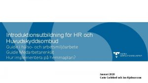 Introduktionsutbildning fr HR och Huvudskyddsombud Guide i hlso