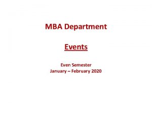 MBA Department Events Even Semester January February 2020