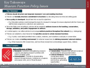 Key Takeaways Museum Function Policy Issues Key Takeaways