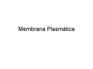 Membrana Plasmtica Organizao A membrana plasmtica se organiza