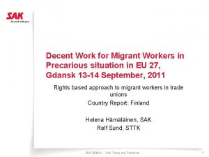 Decent Work for Migrant Workers in Precarious situation