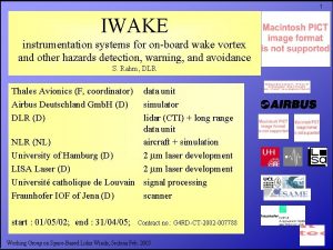 1 IWAKE instrumentation systems for onboard wake vortex