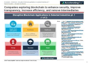 Accelerator blockchain disruptive blockchain applications in selected industries