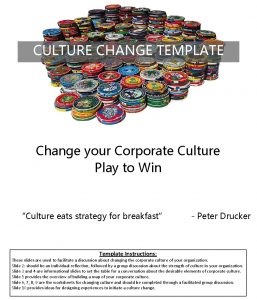 CULTURE CHANGE TEMPLATE Change your Corporate Culture Play