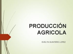 PRODUCCIN AGRICOLA EVELYN QUINTERO LOPEZ QUE ES Producto