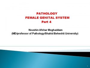 PATHOLOGY FEMALE GENITAL SYSTEM Part 4 Noushin Afshar